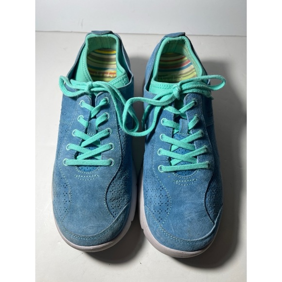 Dansko Blue Suede Sneakers with Teal Laces - Picture 1 of 8